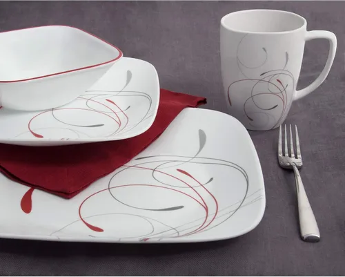 Miniatura 7 de Corelle juego de vajilla cuadrada/redonda de 16 piezas, Splendor, Esplendor