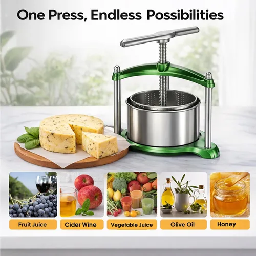 Miniatura 6 de Prensa de vino de frutas – Máquina de jugo 100% natural para manzana, zanahoria, naranja, bayas y verduras, ideal para hacer queso, tinturas y Verde