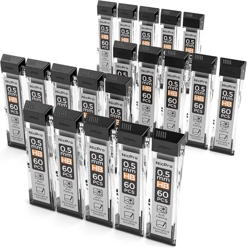 Miniatura 9 de Nicpro 600 repuestos de plomo de 0.020 in HB #2 resistentes a roturas para lápices mecánicos de 0.020 in, paquete de 60 por tubo, 10 tubos