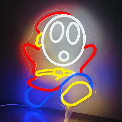 Miniatura 6 de Shy Guy - Letrero de neón regulable con luces LED para decoración de pared, videojuegos, para dormitorio, sala de juegos, cueva de hombre