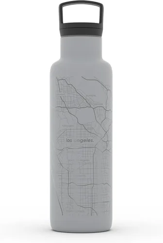 Miniatura 48 de Well Told Botella de agua aislada con mapa de Washington DC grabado, botella de acero inoxidable grabada (21 onzas, blanco) botella aislada de mapa