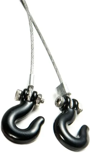 Miniatura 5 de RCLions 1/10 RC Crawler Accesorios Cuerda de remolque de acero con ganchos para Axial SCX10 Trx4 CC01 D90 RC Buggy Truck Piezas de automóvil (negro)