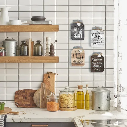 Miniatura 8 de Old Shack Collection - Juego de 4 decoración de pared de cocina - Arte de pared duradero para cocina - Decoración de cocina refinada para elevar tu