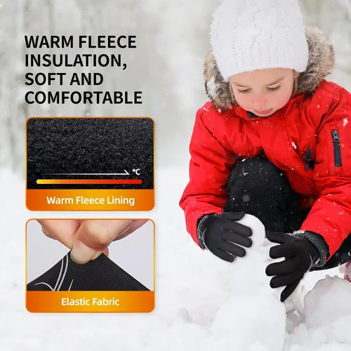 Miniatura 5 de Guantes deportivos cálidos de invierno para niños, clima frío, pantalla táctil, resistente al viento, para nieve, ciclismo, senderismo, fútbol, al