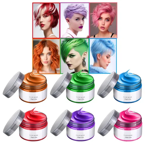 Cera temporal de color para el cabello, tinte de color para niñas y niños de 4, 5, 6, 7, 8, 9, 10+, 6 colores para hombres y mujeres, lavables, para
