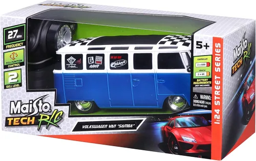 Miniatura 4 de Maisto 1:24 RC VW Van Samba 2.4GHZ Vehículo de control remoto, blanco/azul (81529-00000009)