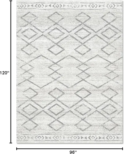 Miniatura 292 de jinchan - Tapete lavable de 5 x 7 pies, marroquí, de lana sintética, color gris pardo, resiste manchas, antideslizante, fino, moderno, geométrico