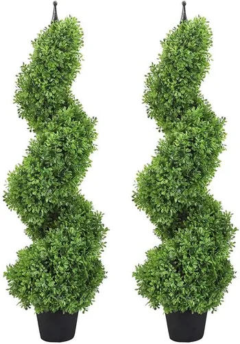 Miniatura 9 de Momoplant Topiario artificial en espiral de 3 pies/35 pulgadas, imitación de Milán, decoración interior y exterior, juego de 2, plantas de puerta