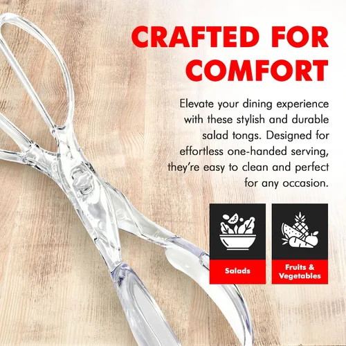 Miniatura 3 de Chef Craft Pinzas de tijera de ensalada premium, 11.25 pulgadas, transparentes