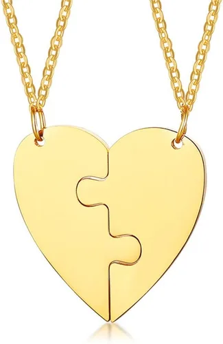 Juego de 2 piezas de collar de acero inoxidable dorado en forma de corazón, collar negro para pareja, collar para él y ella, collares a juego para