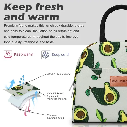 Miniatura 2 de BALORAY Bolsa de almuerzo para mujeres y hombres, lonchera aislada para adultos, bolsa de almuerzo reutilizable para el trabajo, picnic o viajes