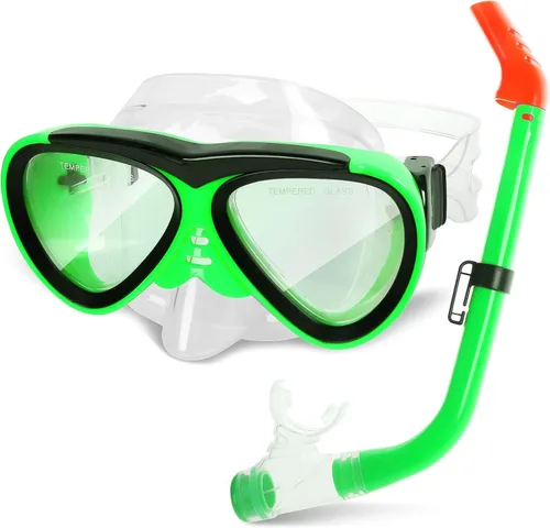 Miniatura 10 de GreenLF Kids Snorkel Set, Anti-Fog Snorkeling Mask with Nose Covers for Youth Junior Child, Boys & Girls Age 5-12, Semi-Dry Diving Scuba Swimming