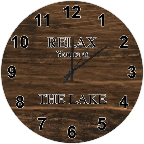 Miniatura 15 de UFunhome Reloj de pared de granja Lake Relax You're at The Lake Silent Non-Ticking Vintage Country reloj de grano de madera a pilas para el hogar