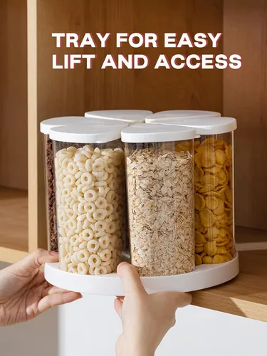 Miniatura 3 de LivLab Mker Dispensador de arroz de 5 a 10 libras, dispensador giratorio de cereales para despensa, recipientes pequeños de almacenamiento