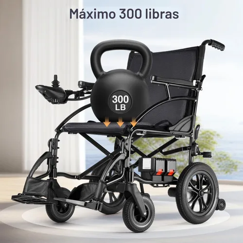 Miniatura 6 de SLF30 Sillas de ruedas eléctricas para adultos, silla de ruedas motorizada plegable y duradera con asiento de 19 pulgadas y soporta hasta 300 libras