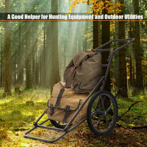 Miniatura 5 de Goplus Carrito Plegable para Ciervos, Transportador de Ciervos de 500 LBS con Ruedas de Goma Grandes, Carrito de Caza de Metal Resistente
