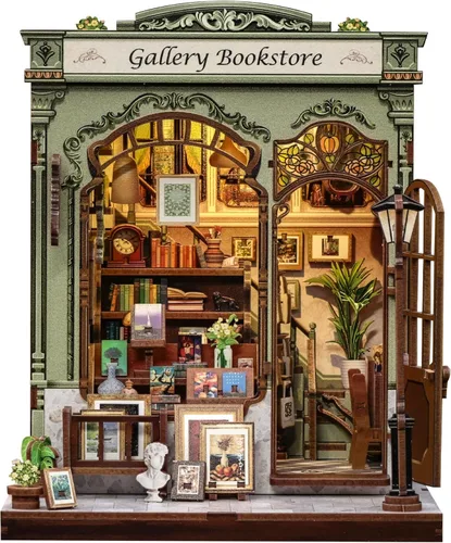 Miniatura 20 de Cutefun - Kit de rincón de libros - Kit de casa en miniatura DIY para adultos y adolescentes, kit de rompecabezas de madera 3D en miniatura con LED