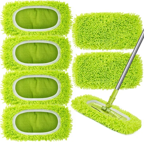 Miniatura 10 de Unoutur Paños de barrido en seco reutilizables de microfibra Compatibles con Swiffer Sweeper Mopa de limpieza con repuestos de almohadillas