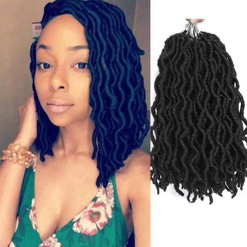 Miniatura 13 de Extensiones de cabello sintético de ganchillo con extremos rizados profundos de 24 pulgadas, paquete de 8 paquetes de trenzas sintéticas suaves de 1b