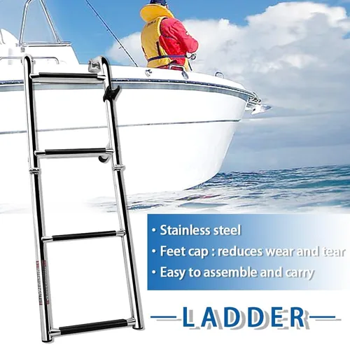 Miniatura 4 de Escalera plegable de acero inoxidable para barco, escalera de natación portátil, escalera telescópica para yates marinos y más (2217S)