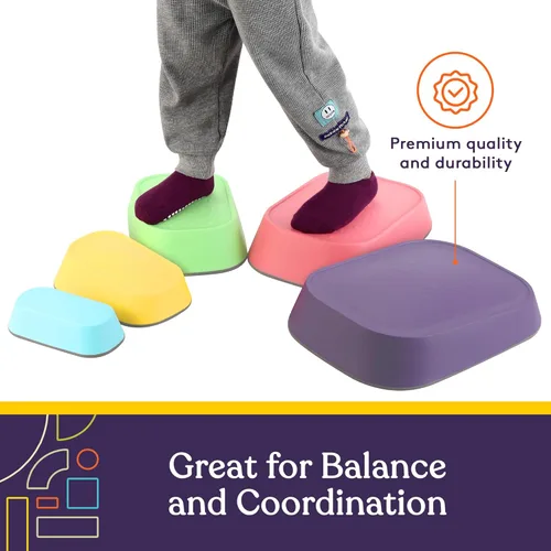 Miniatura 5 de Special Supplies Juego de 5 piedras de equilibrio para niños para uso en interiores y exteriores, bloques de equilibrio que promueven