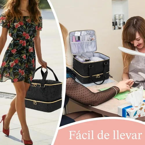 Miniatura 6 de Uross Bolsa Organizadora de Esmalte de Uñas Contiene 42 Botellas de Esmalte de Uñas y Lámpara de Uñas, Organizadores de Esmalte de Uñas en Gel