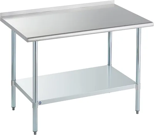 Miniatura 42 de Mesa de acero inoxidable para preparación y trabajo con protector contra salpicaduras, 24x72 pulgadas
