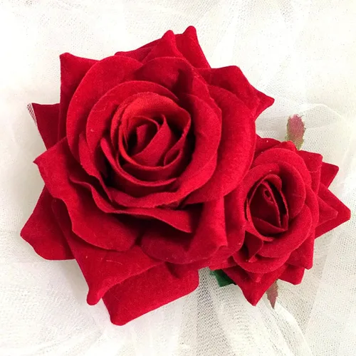 Miniatura 2 de Peines de pelo de flores, flor de rosa, bohemia, horquilla, disfraz de novia, decoración de pelo para fiesta, boda, rojo (1 unidad)