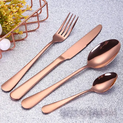 Miniatura 15 de 4pcs Set Cutlery Dinnerware 304 Stainless Steel Flatware Set Tableware Dinner Spoon Fork Knife Flatware Serving Sets (Black)