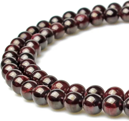 Miniatura 35 de MJDCB Cuentas sueltas redondas de jade rojo natural para hacer joyas, pulseras y collares DIY (6mm)