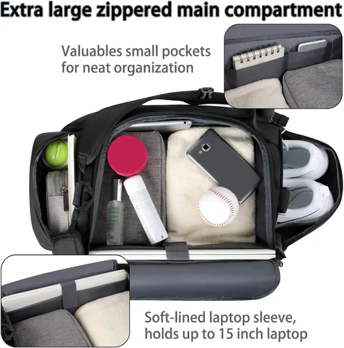 Miniatura 3 de MATEIN Bolsa de gimnasio para hombres mochila de gimnasio grande de 45 L bolsa de lona deportiva con compartimento para zapatos mochila de viaje