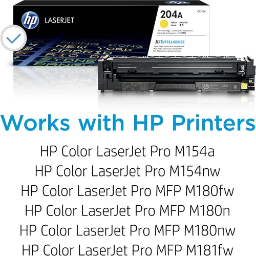 Miniatura 2 de HP Cartucho de tóner amarillo 204A Funciona con HP Color LaserJet Pro M154 Series, HP Color LaserJet Pro MFP M180, M181 Series CF512A