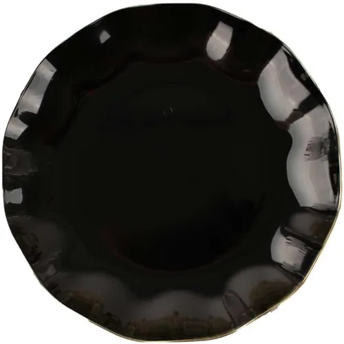 Miniatura 7 de Efavormart 10 Pack Platos redondos de plástico negro de 6" para postre y ensalada, platos desechables para aperitivos con borde ondulado dorado