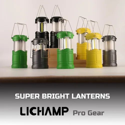 Miniatura 7 de Lichamp Paquete de 4 linternas LED para campamento, velas plegables sin llama, velas de té, luces de campamento portátiles a batería, kit de Verde