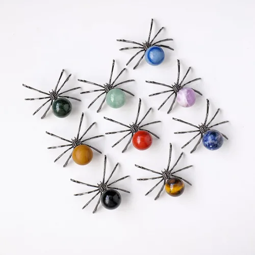 Miniatura 5 de Runyangshi 1 bola de amatista de cristal natural de 2 pulgadas, hecha a mano, estatua de araña animal, adorno de cristal curativo para decoración