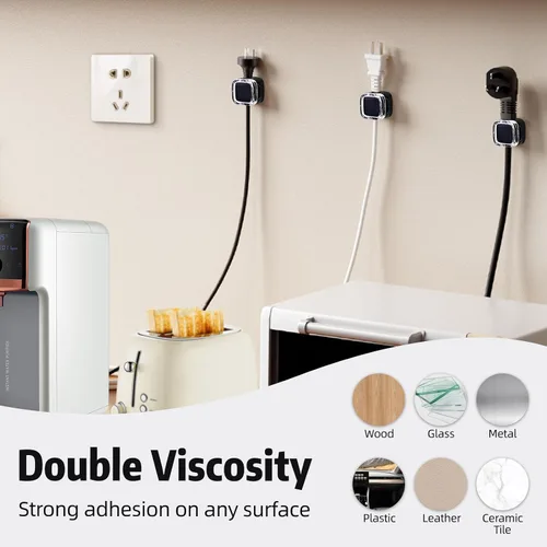 Miniatura 5 de Clips magnéticos para cables, paquete de 6 soportes adhesivos para cables, organizador de cables de carga USB, soporte de almacenamiento