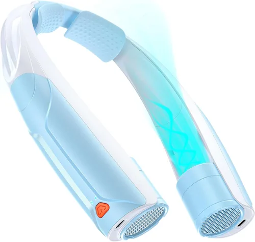 Miniatura 12 de AaoLin Ventilador de cuello portátil con batería de 6000 mAh, USB-C recargable, ventilador personal negro manos libres 6 velocidades, 6-20 horas