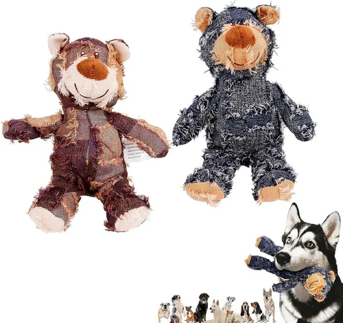 Miniatura 10 de Oso robusto indestructible 2023: juguete de peluche para perros, juguetes chirriantes indestructibles para perros, juguetes duraderos para D-A+B