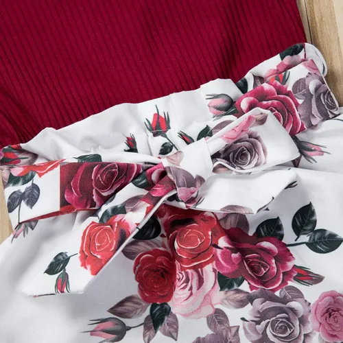 Miniatura 6 de Conjunto de ropa de 2 piezas para bebé recién nacido, con volantes, pantalones florales, diadema, otoño e invierno
