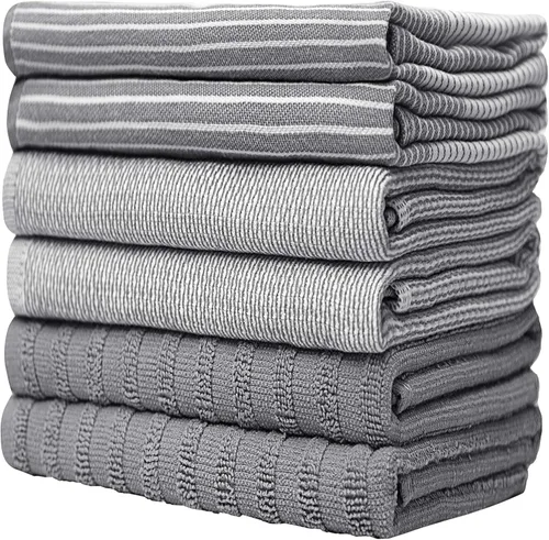 Miniatura 6 de Toallas de cocina premium (20"x 28", paquete de 6) Toallas de plato grandes de algodón Juego de textiles de cocina planos y de rizo altamente