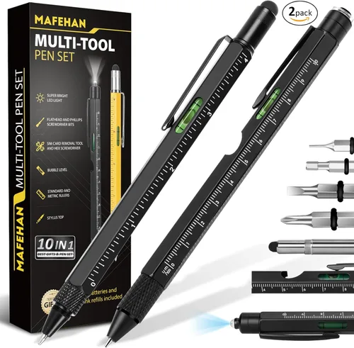 Miniatura 9 de Juego de bolígrafos multiherramienta 10 en 1, regalos de Navidad para papá, abuelo, hombres, rellenos de calcetines, accesorios geniales