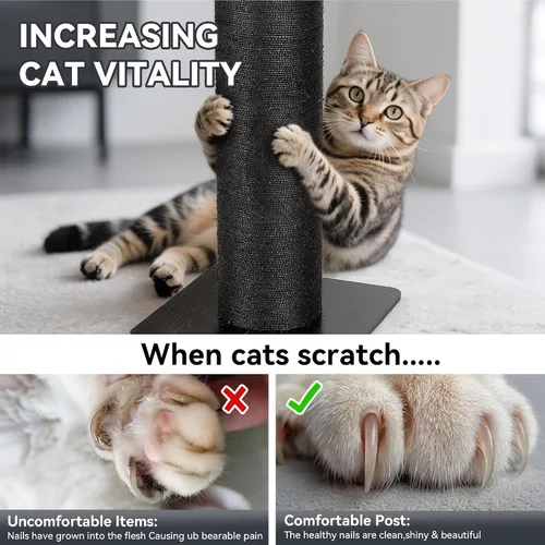 Miniatura 6 de KAMABOKO Poste rascador de gato de 29.5 pulgadas para gatos grandes, poste rascador de sisal natural de 7.5 pulgadas de diámetro ultra grande