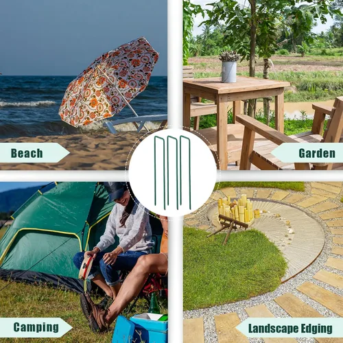 Miniatura 6 de Therwen 100 estacas de césped de 6 pulgadas para césped artificial, grapas de paisaje verde, galvanizadas a granel, estaca de jardín resistente