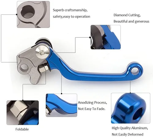 Miniatura 3 de Krace Juego de palancas de freno y embrague CNC para motocicleta todo terreno, compatible con Yamaha YZ65 2018, con agarres de goma de 22 mm de 7/8