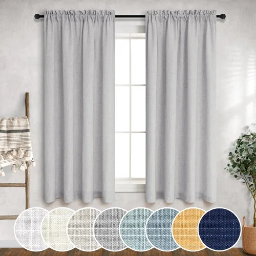 Miniatura 31 de Cortinas blancas puras de 38 pulgadas de ancho para dormitorio, juego de 2 paneles de cortinas de privacidad con bolsillo para barra, cortinas