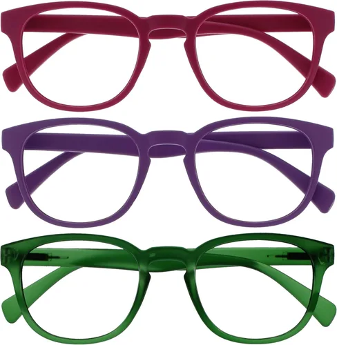 Miniatura 9 de OPULIZE Gafas de lectura POP y lentes de sol de lectura para mujeres y hombres, marco redondo mate resistente a los arañazos con bisagras de Paquete