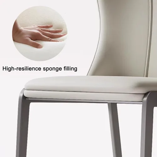 Miniatura 5 de Juego de sillas de comedor de 1/2/4, sillas laterales de cocina tapizadas de cuero, silla de comedor con patas de metal, silla de negociación sin