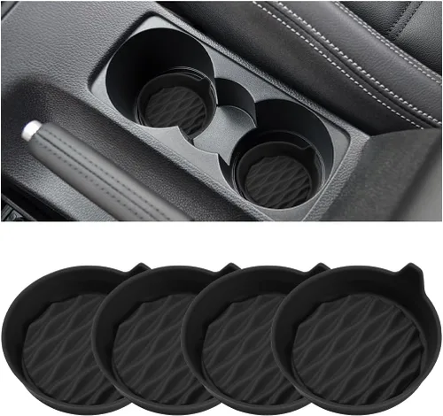 Bittwee Portavasos para automóvil, 4 piezas de silicona antideslizante para portavasos de vehículo, a prueba de tambores, empotrado en almohadilla