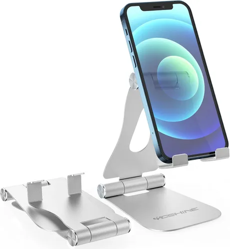 YOSHINE - Soporte ajustable para teléfono celular, soporte plegable para teléfono celular, base de aluminio sólido actualizada, soporte portátil