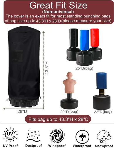 Miniatura 4 de Funda para saco de boxeo independiente, impermeable al aire libre, cubierta protectora para bolsa de boxeo